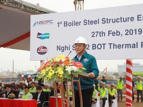 STEEL STRUCTURE ERECTION CEREMONY OF NGHI SON 2  THERMAL POWER PLANT PROJECT